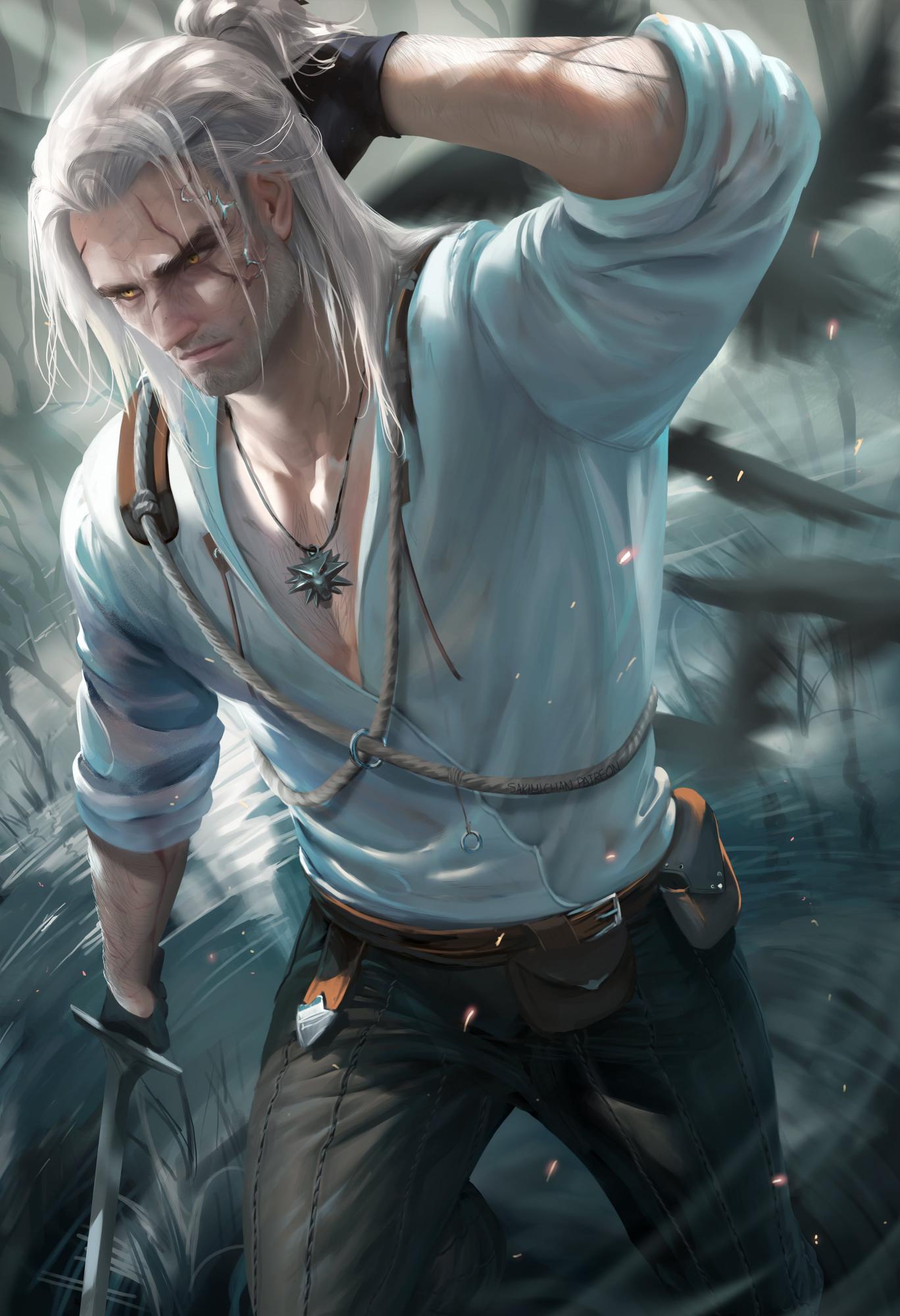 Download white-haired anime guy The