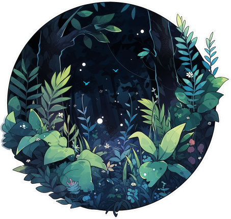 Download Magic Night Forest Round Sticker