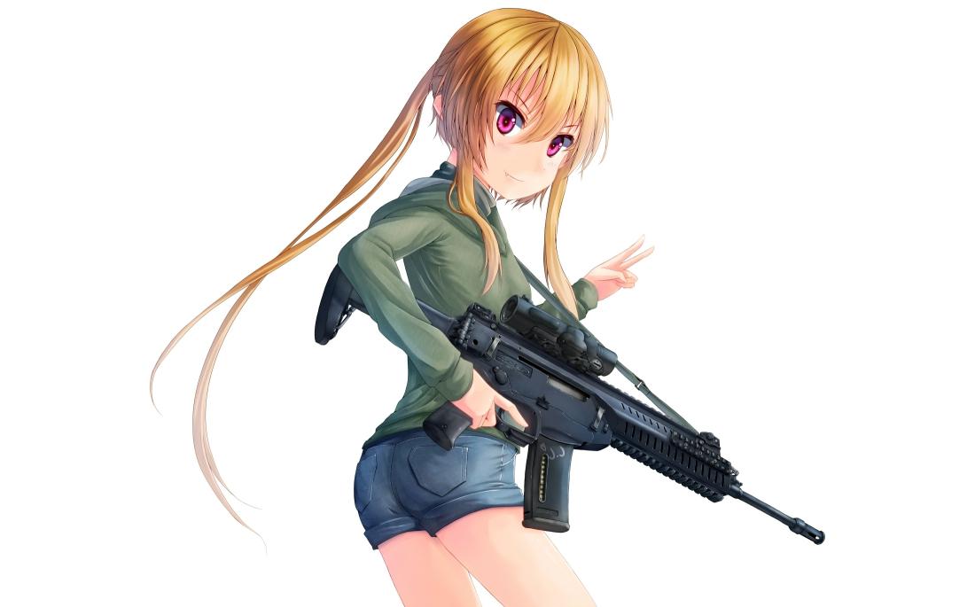 Download Woman in Green Jacket Holding Rifle