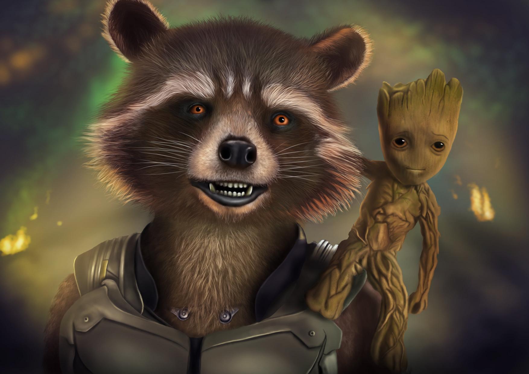 Download rocket raccoon baby groot