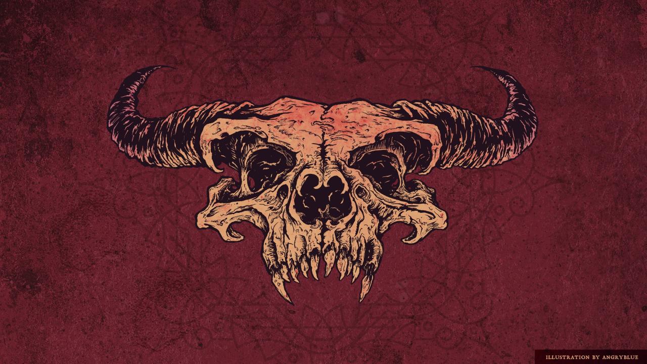 Download brown and white skull