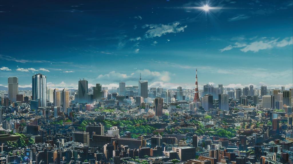 Download anime landscape urban sky