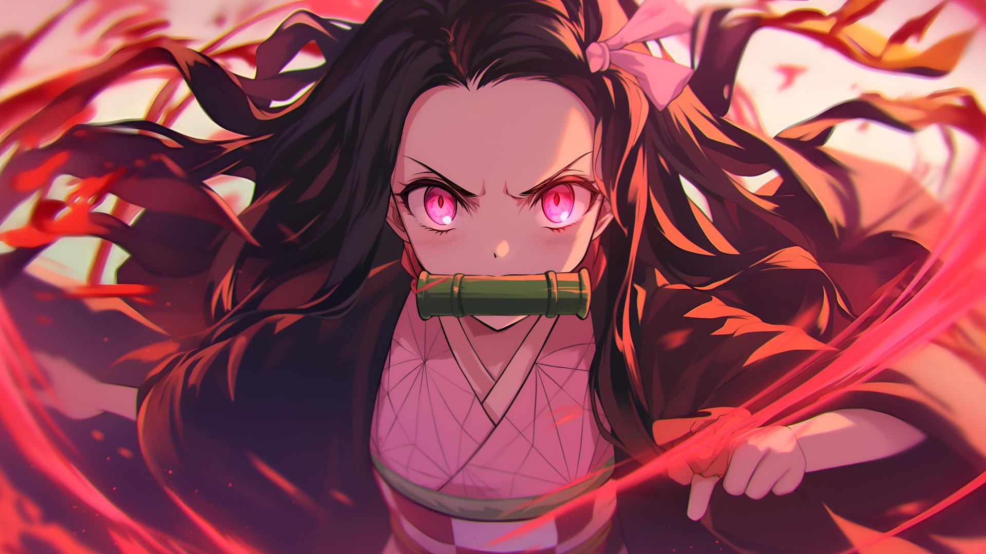 Download Nezuko Demon Slayer Intense Glow Desktop Wa