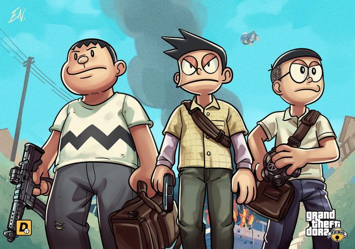 Download Doraemon characters three boys