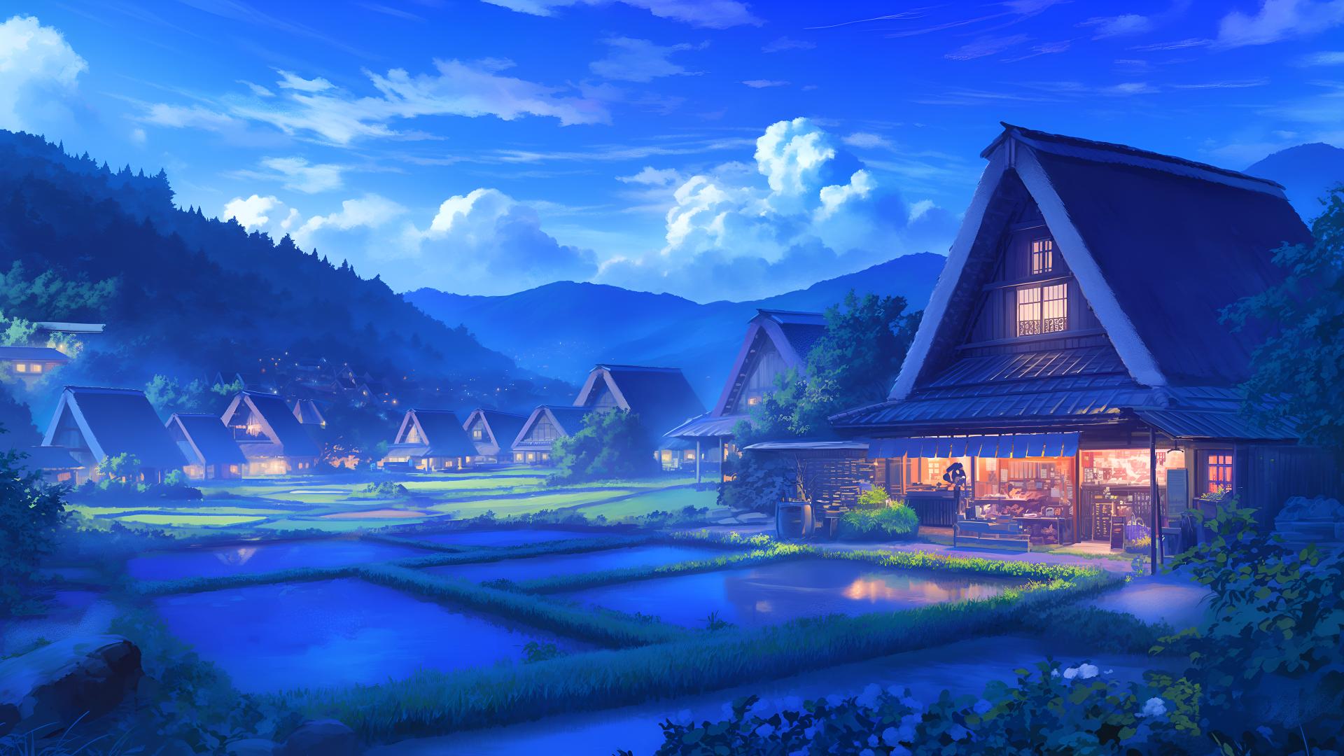 Download Ghibli Inspired Night Village