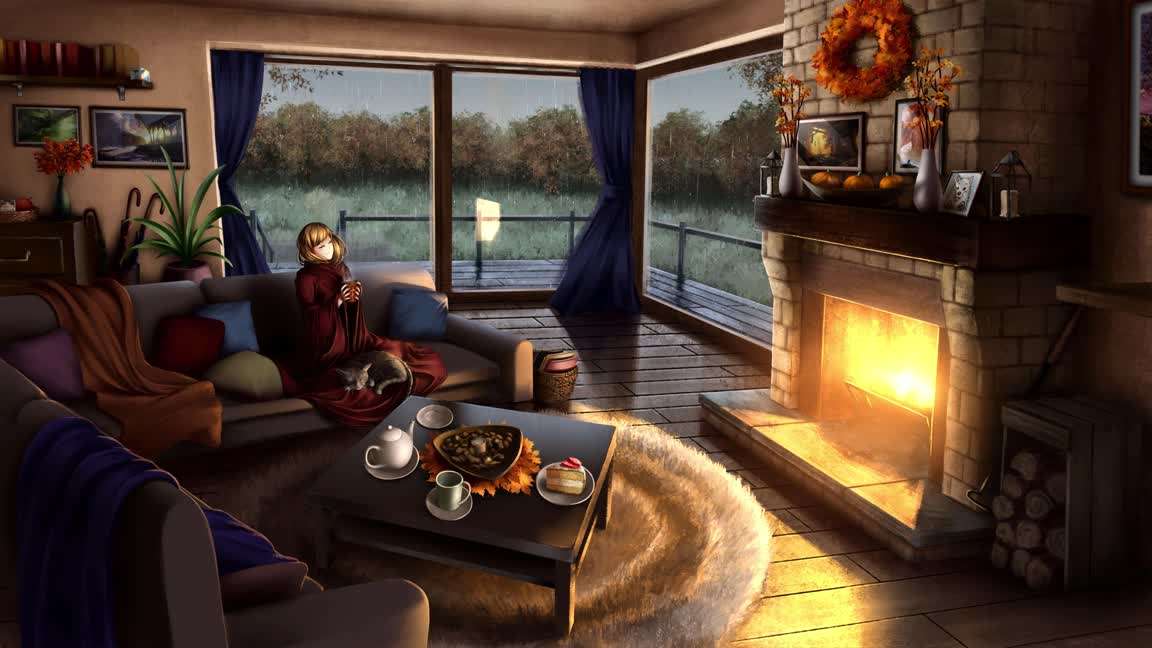 Download Autumn Fireplace