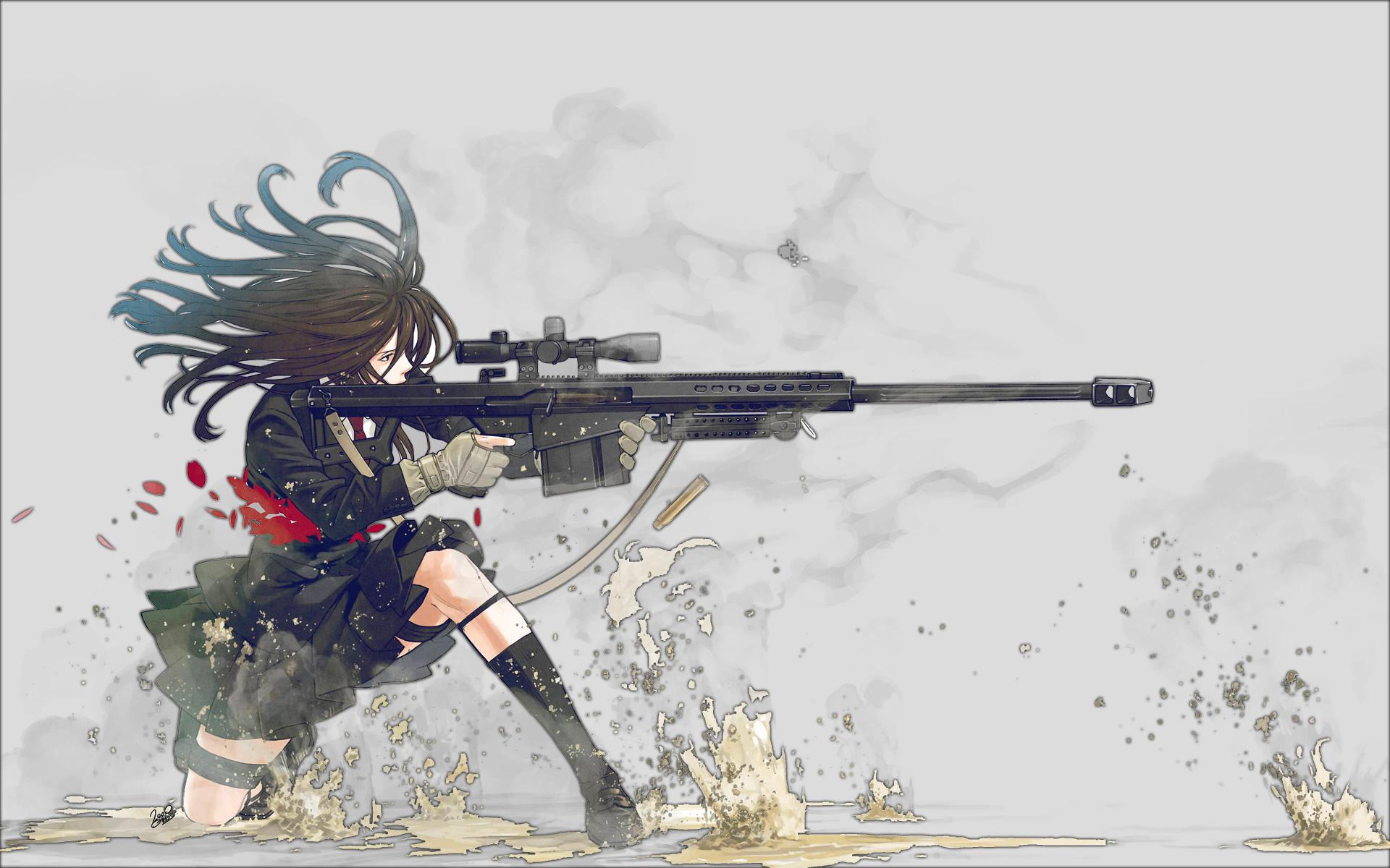 Download Black Haired Male Character Holding Rifle