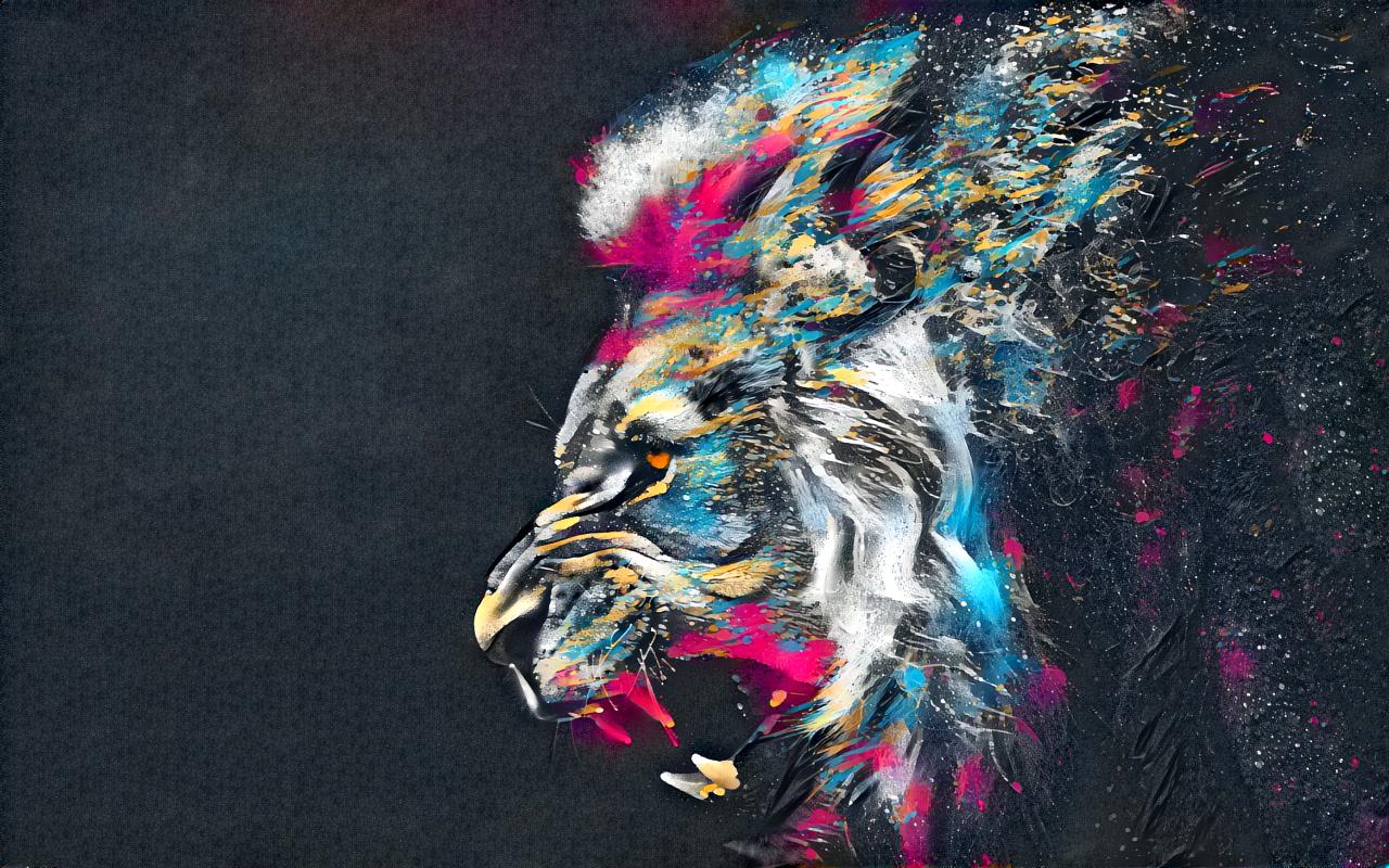 Download painting of multicolored lion