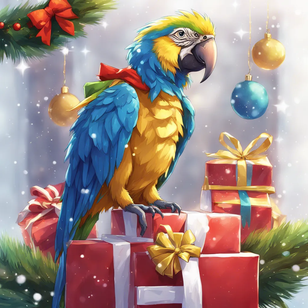 Download A Blueandyellow Macaw In Christmas Elf