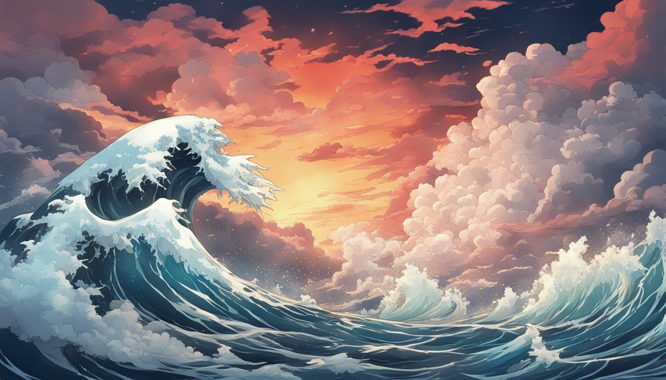 Download A Cartoonish Storm With Big Waves