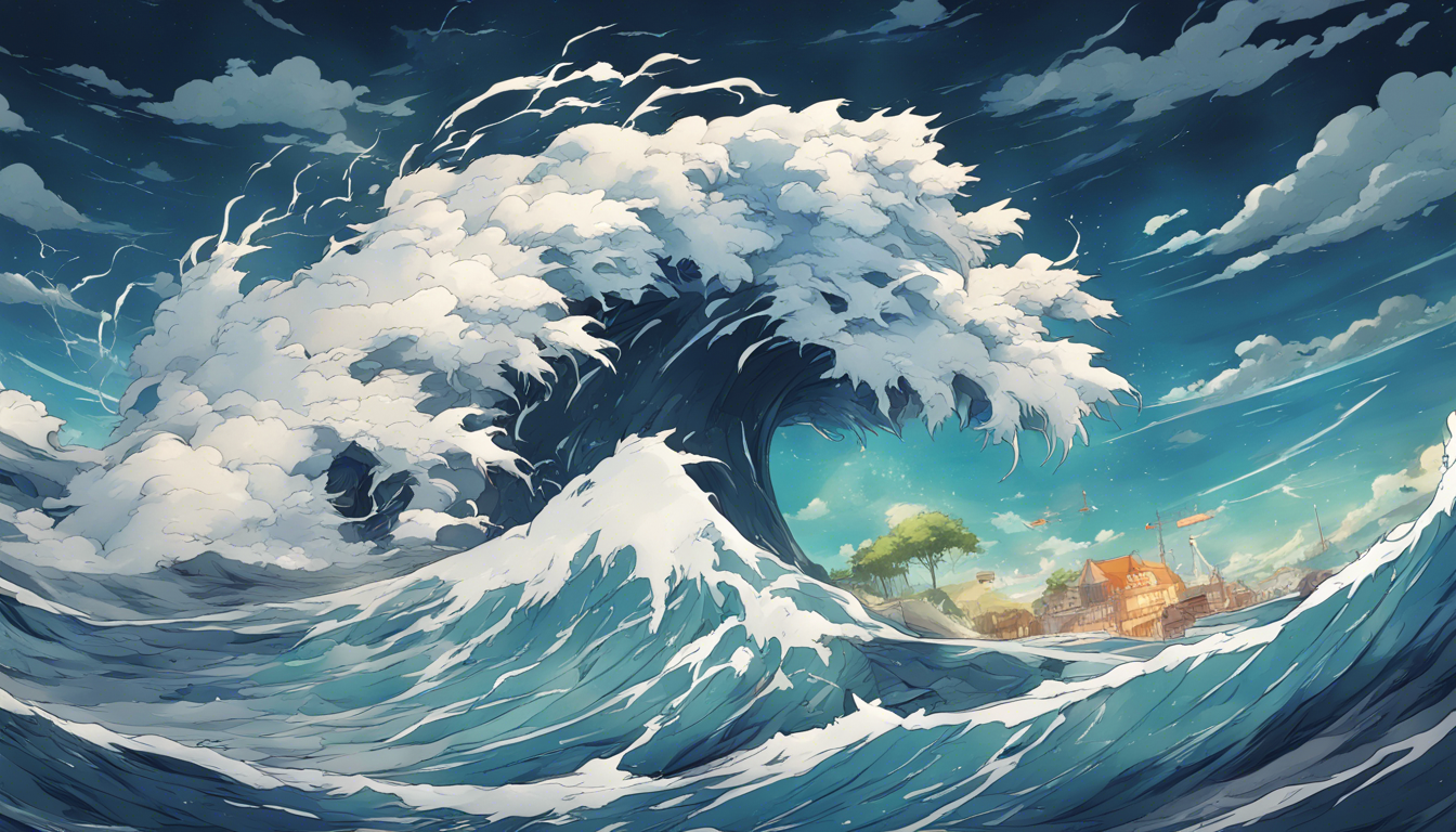 Download A Cartoonish Storm With Big Waves