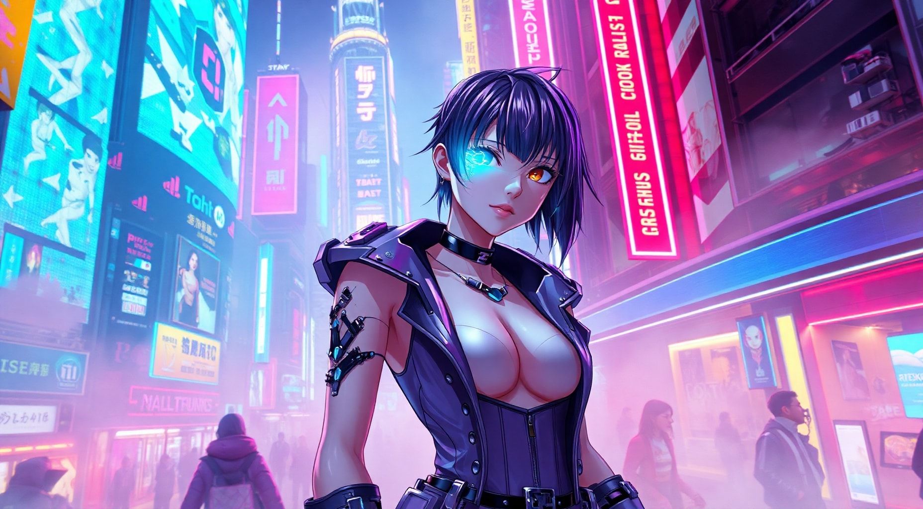 Download A Cyberpunk Character In A Hightech