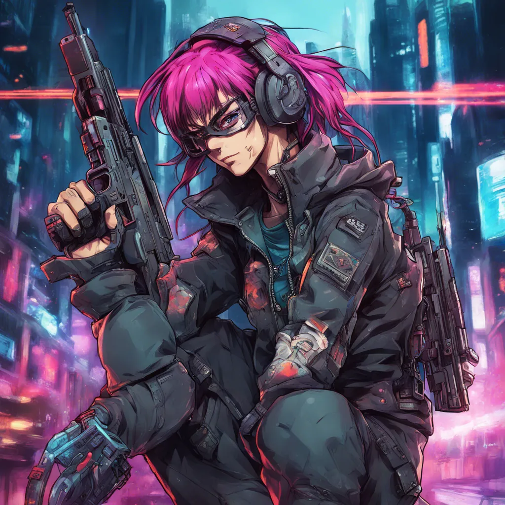 Download A Cyberpunk Character With Duel Pistols