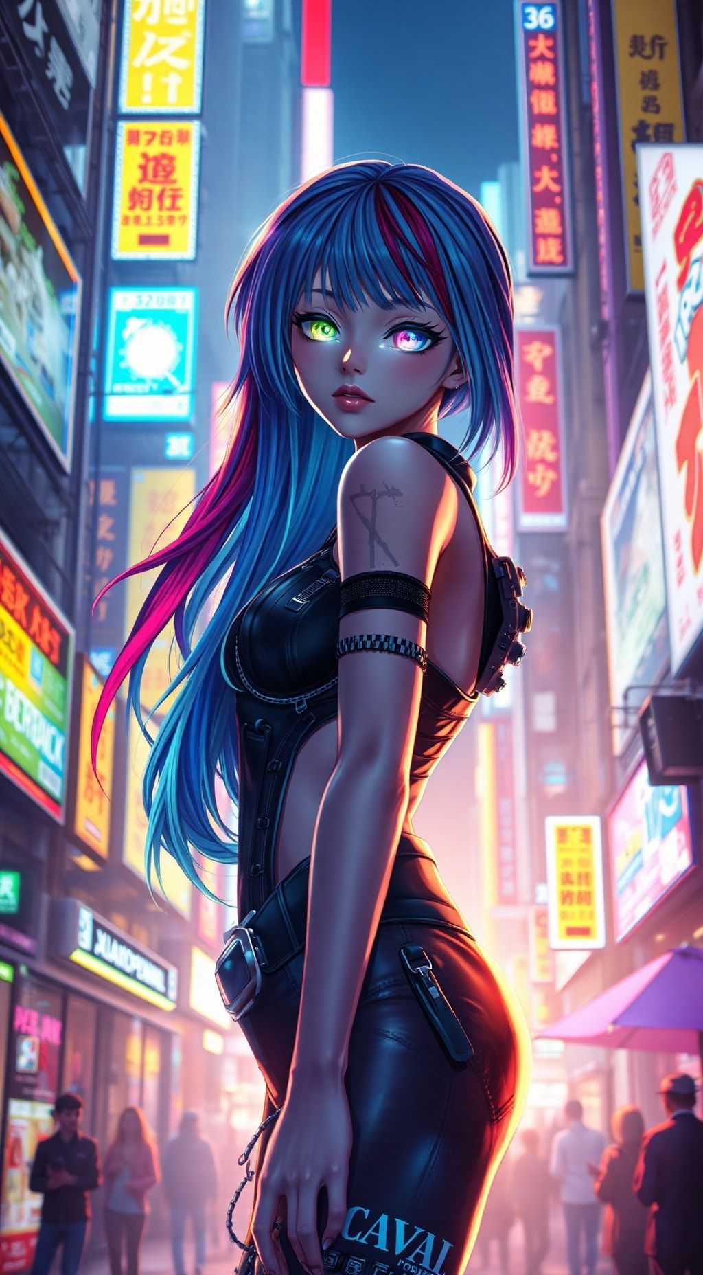 Download A Cyberpunk Female  With Multicolor