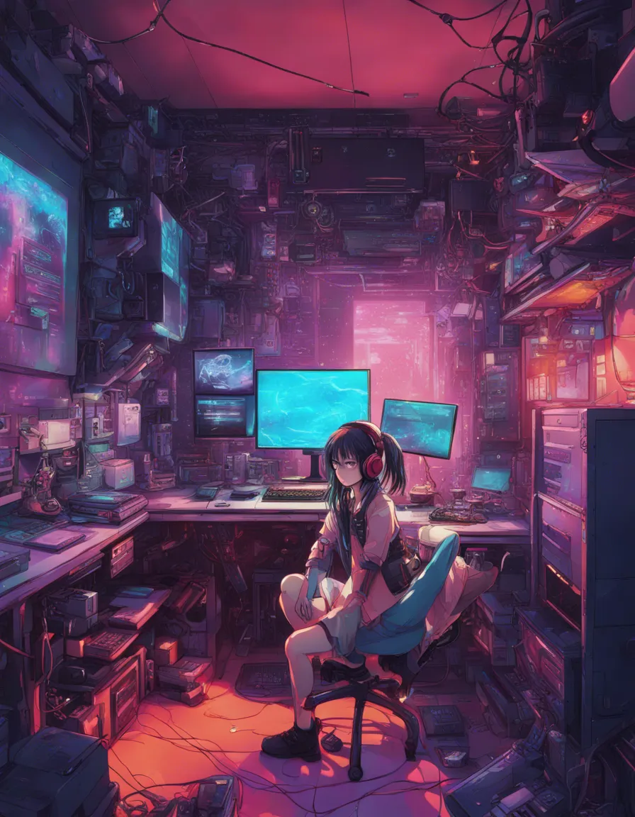 Download A Cyberpunk Hacker Girl In A