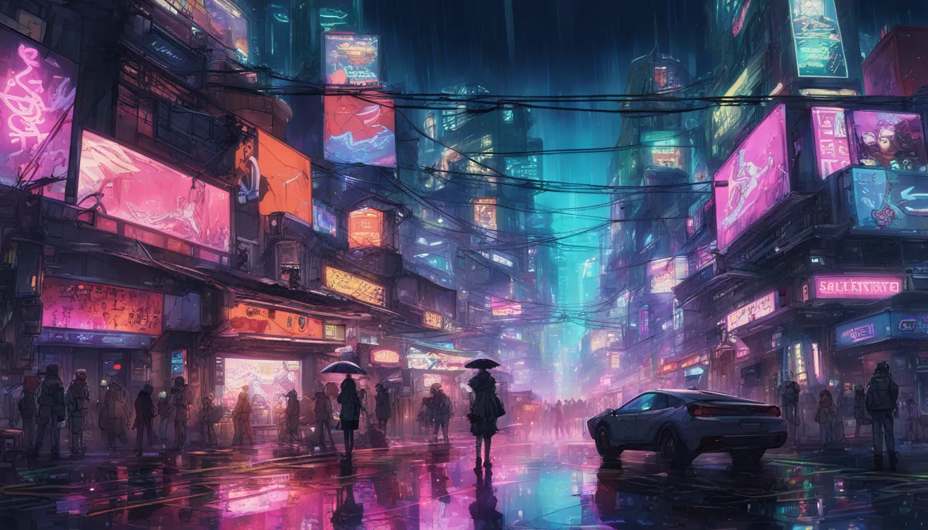 Download A Cyberpunk Street Scene In A