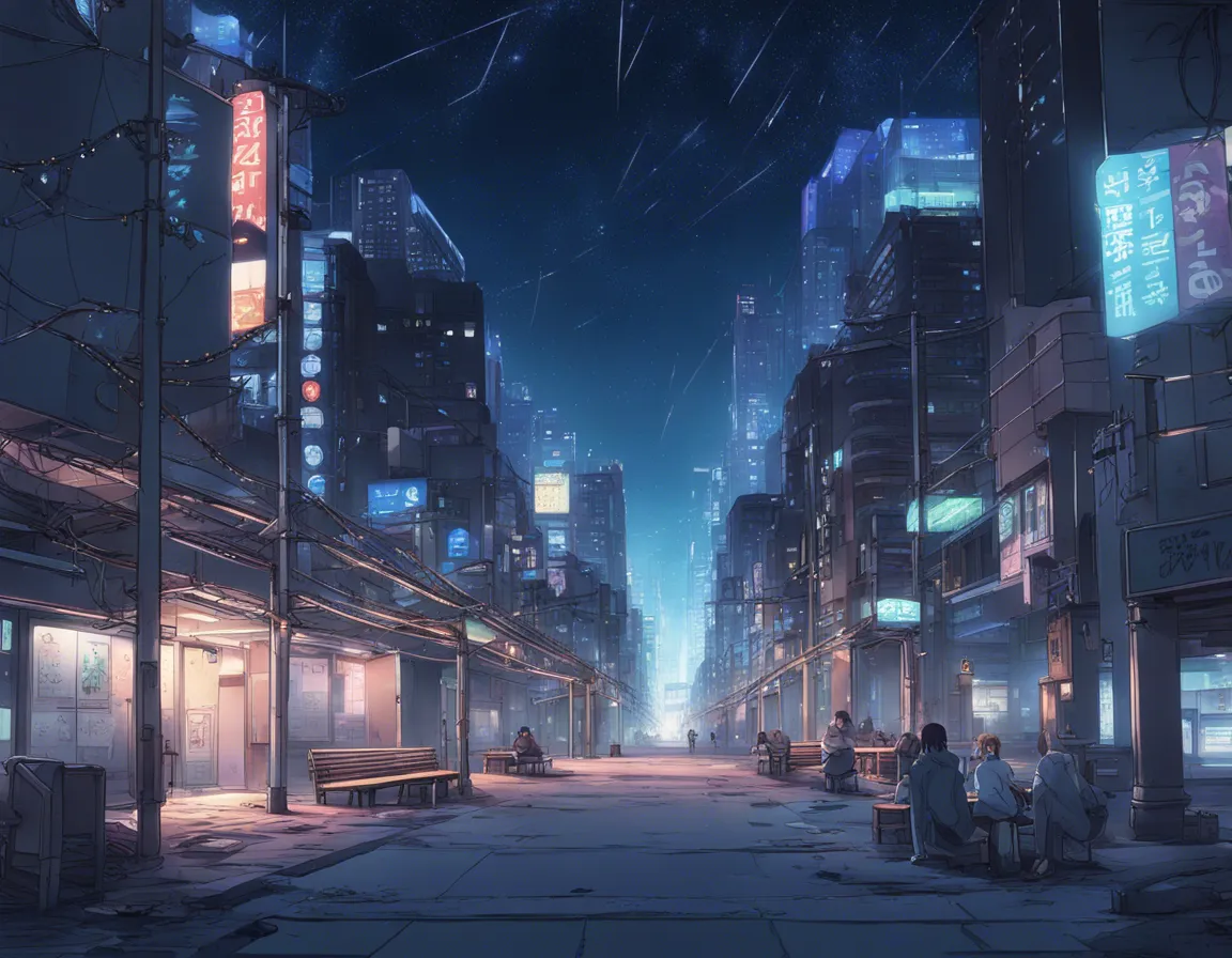 Download A Dystopian Cityscape At Night Reminiscent