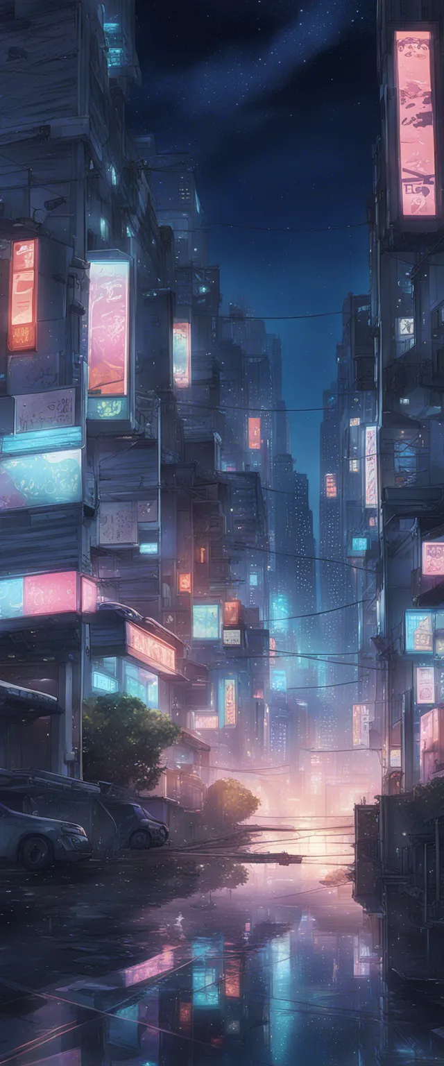 Download A Dystopian Cityscape At Night Reminiscent