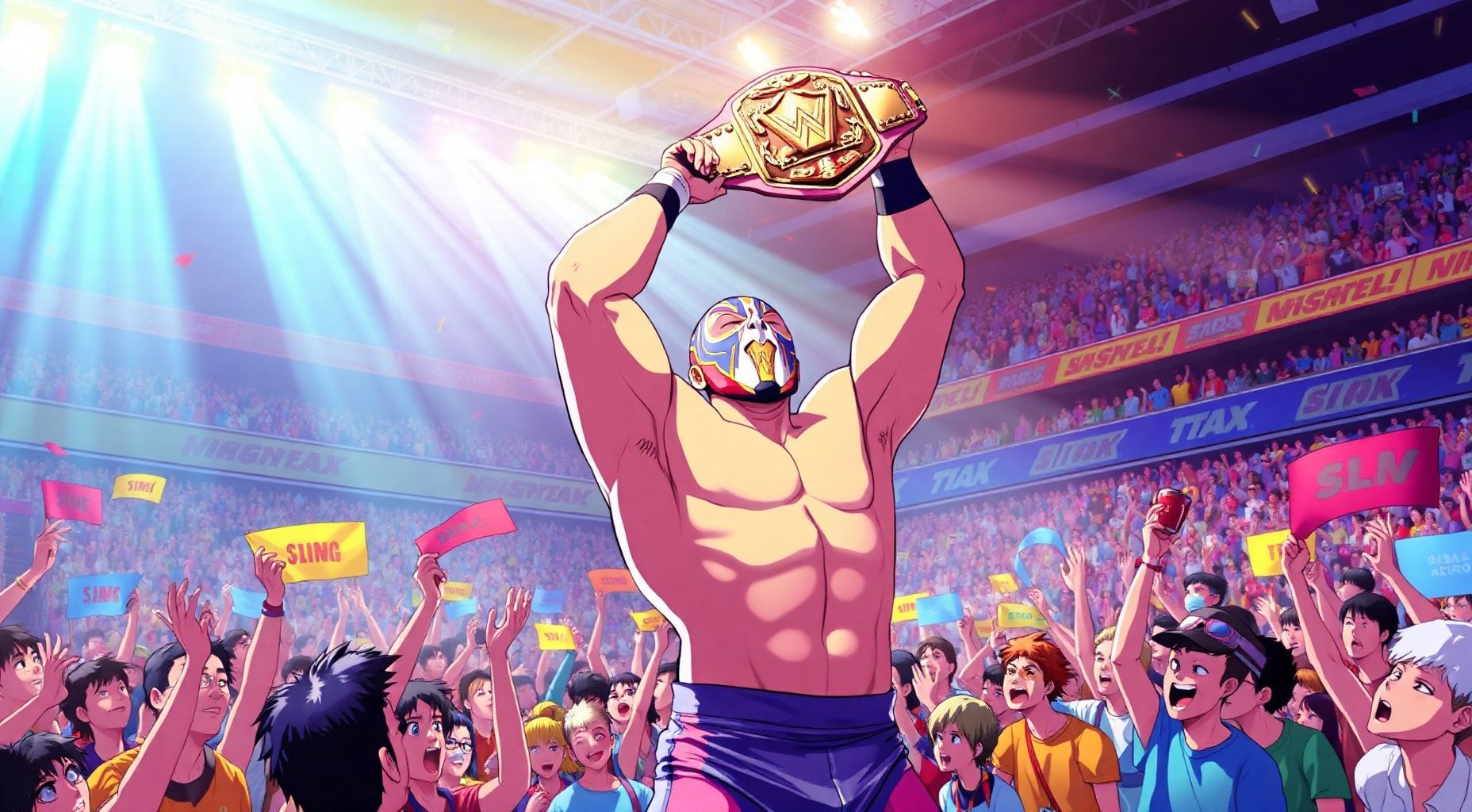 Download A Faceless Wrestler Winning A Championship