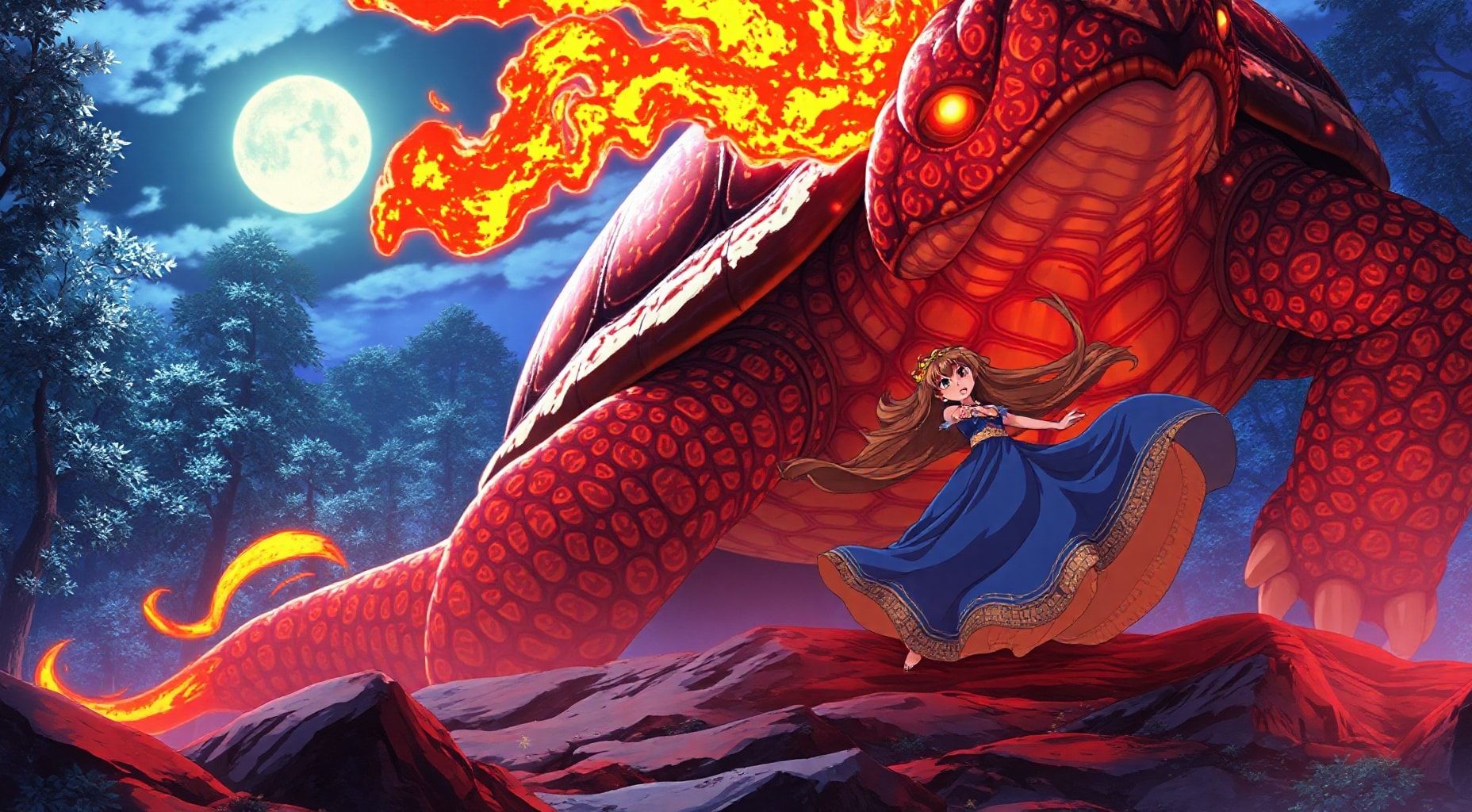 Download A Firebreathing Turtlemonster Dragging A Princess