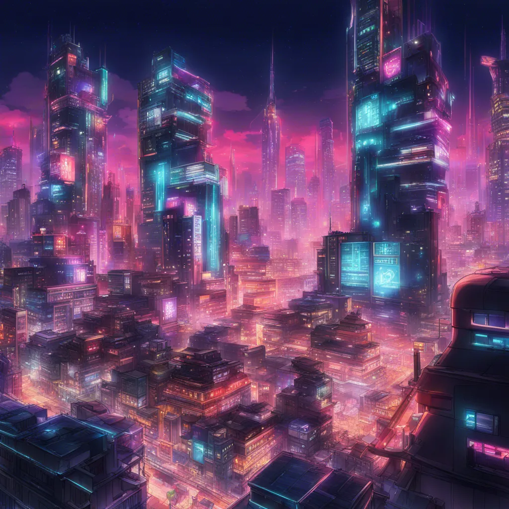 Download A Futuristic Cityscape With Neon Lights