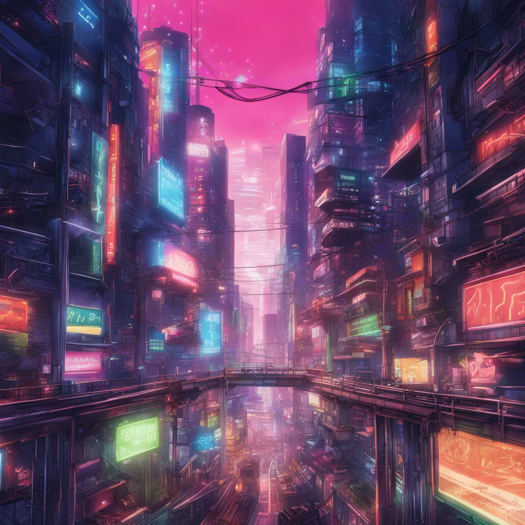 Download A Futuristic Cityscape With Neon Lights