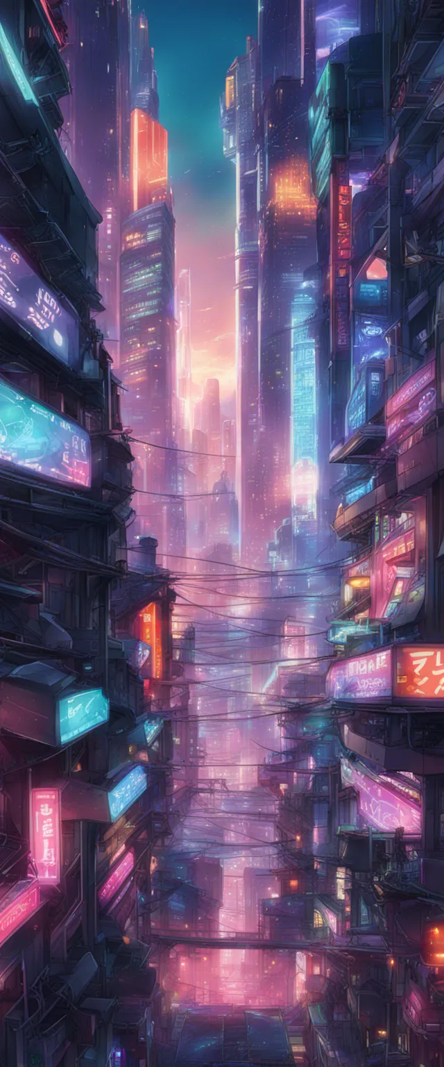 Download A Futuristic Cityscape With Neon Lights