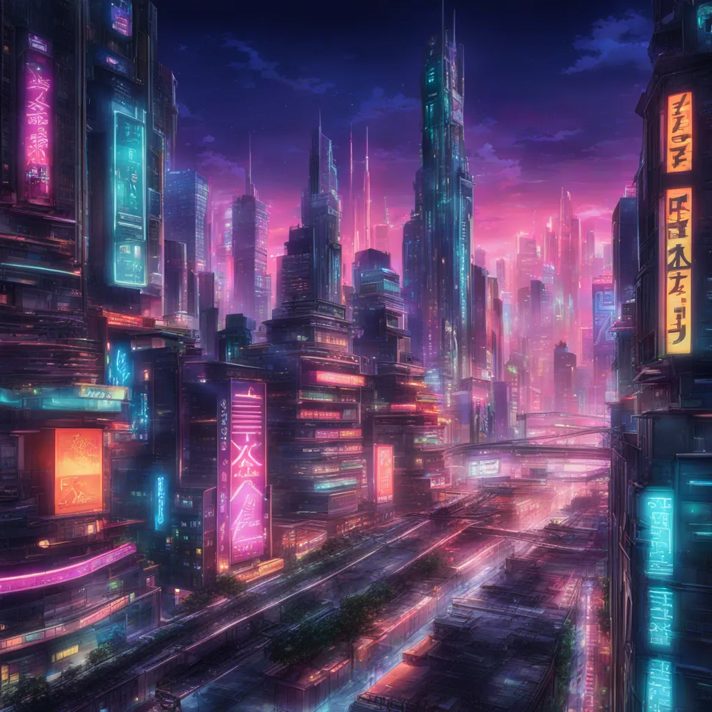 Download A Futuristic Cityscape With Neon Lights