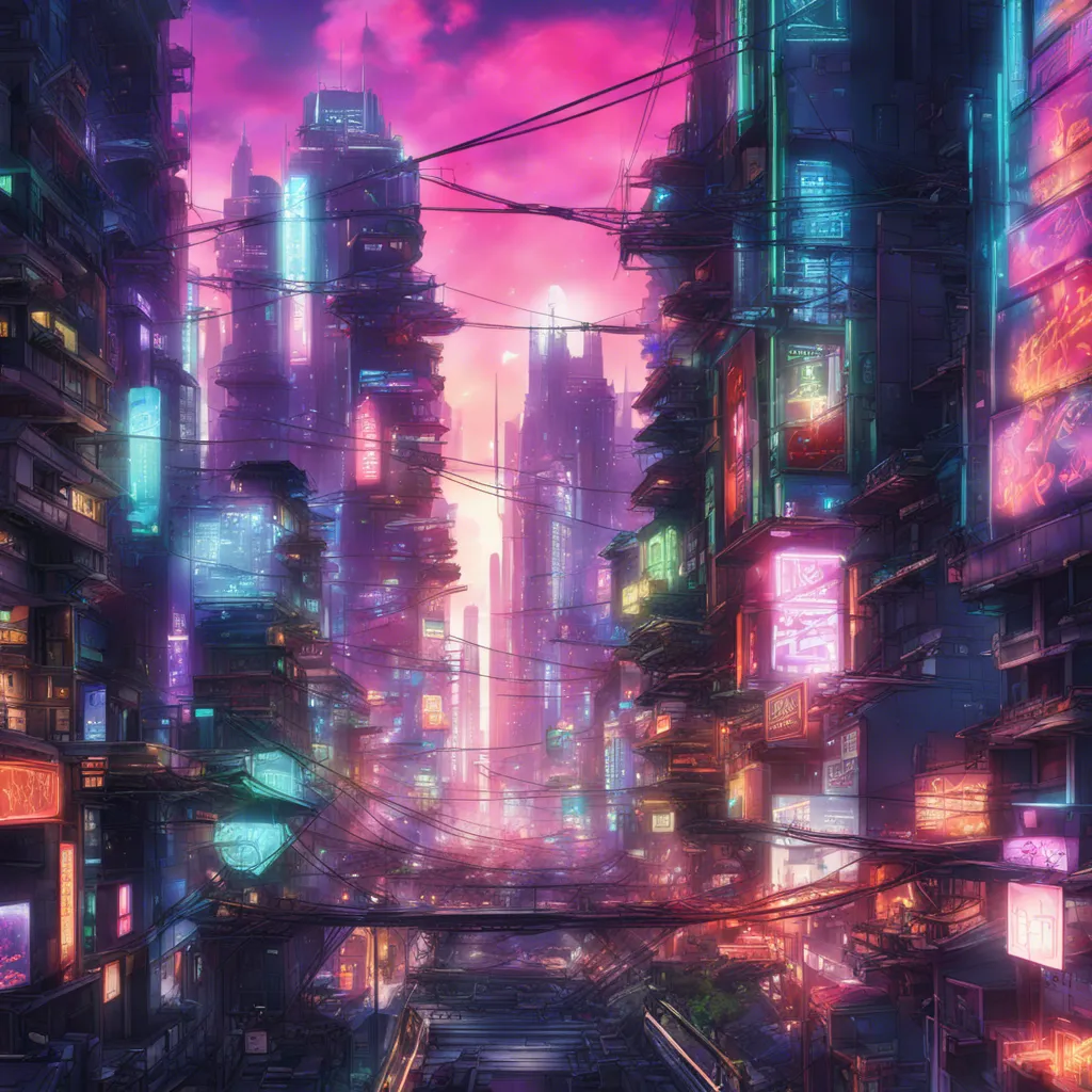 Download A Futuristic Cityscape With Neon Lights