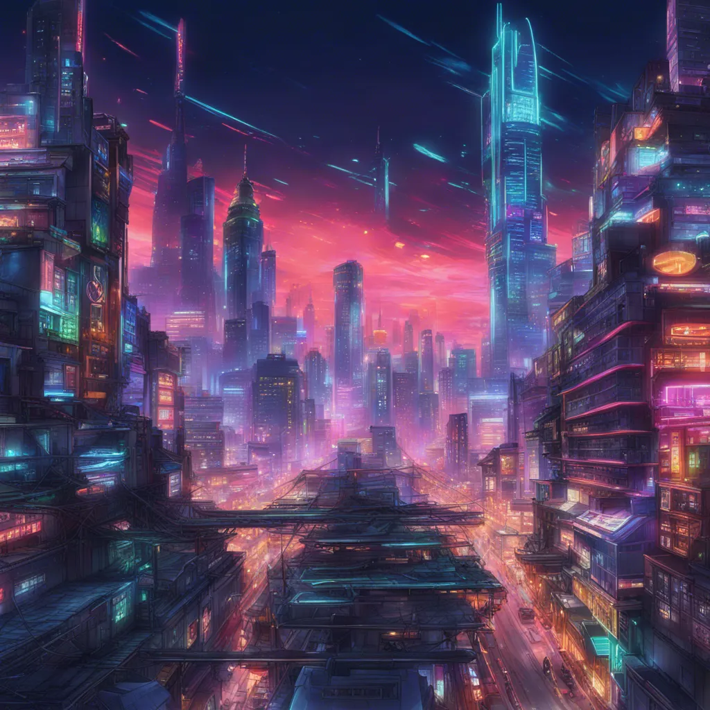 Download A Futuristic Cityscape With Neon Lights