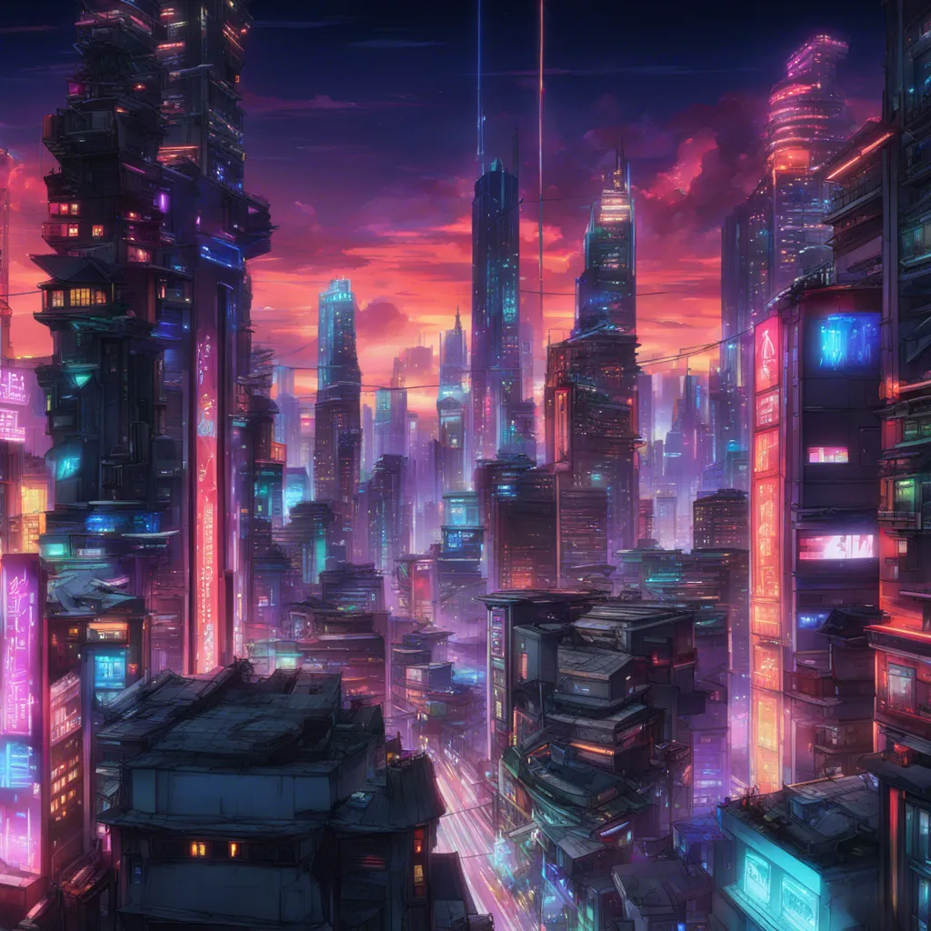 Download A Futuristic Cityscape With Neon Lights