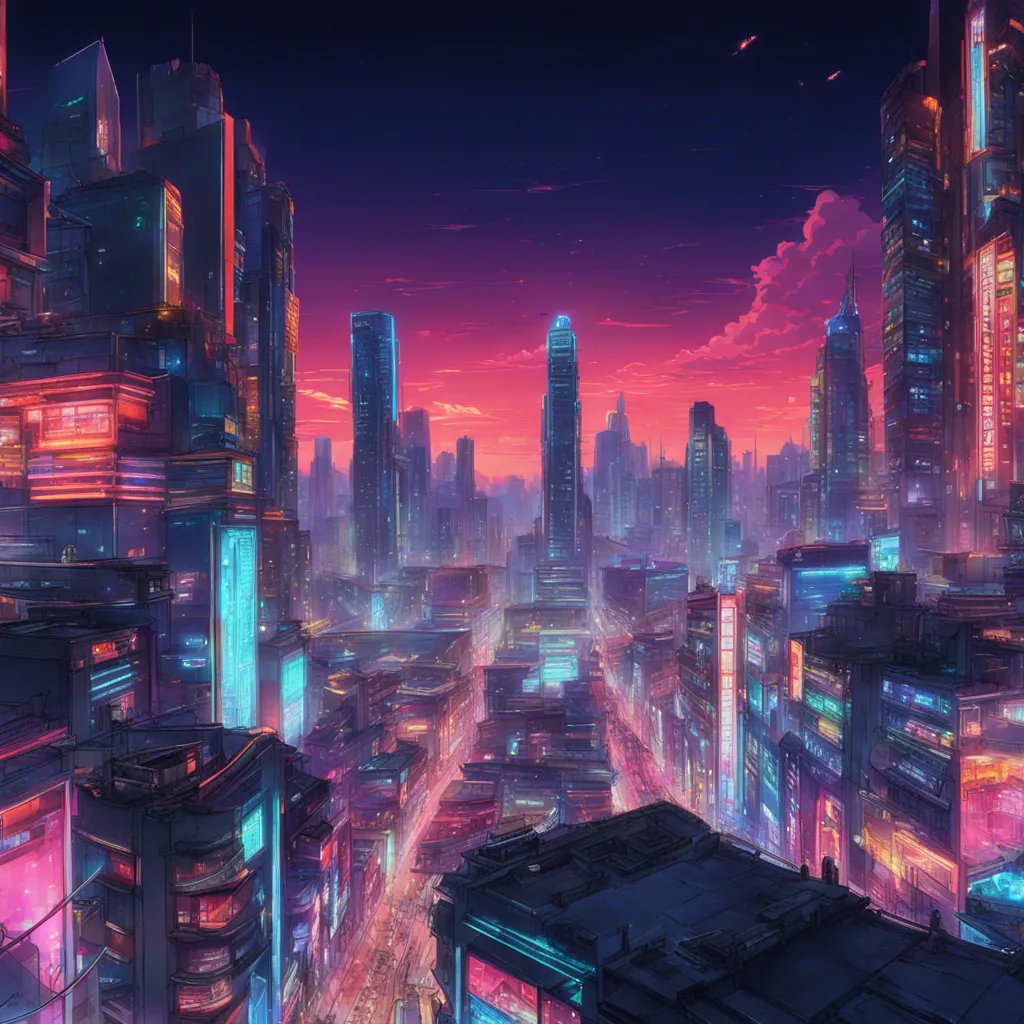 Download A Futuristic Cityscape With Neon Lights