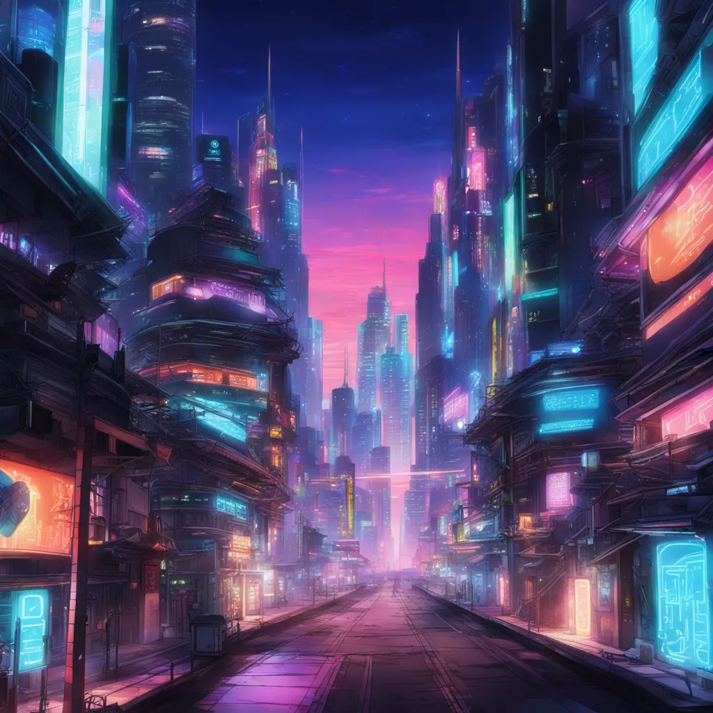 Download A Futuristic Cityscape With Neon Lights