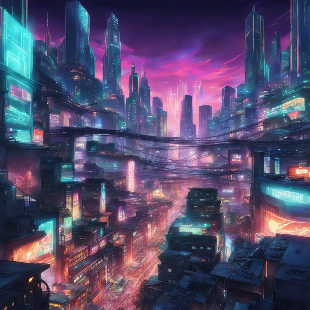 Download A Futuristic Cityscape With Neon Lights