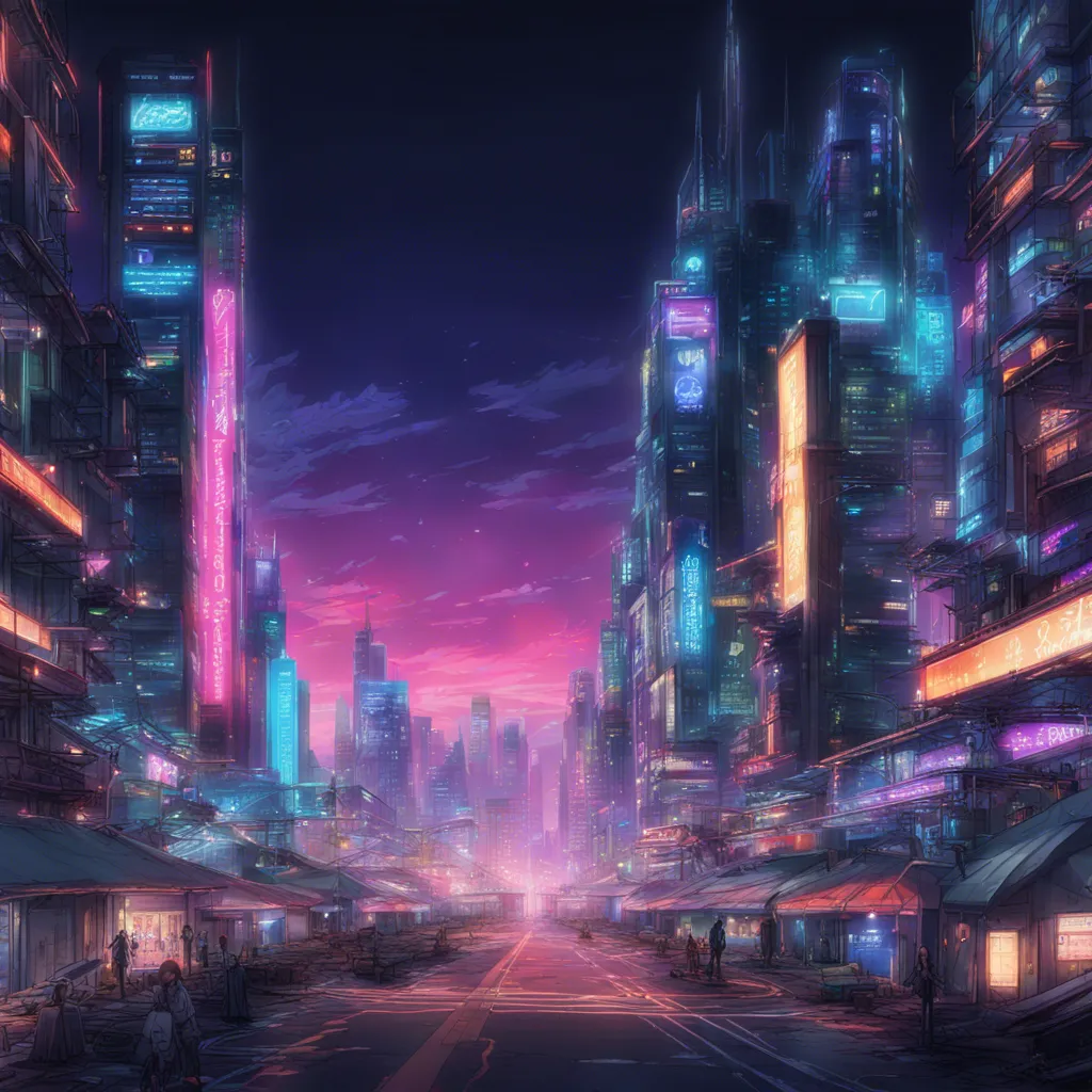 Download A Futuristic Cityscape With Neon Lights