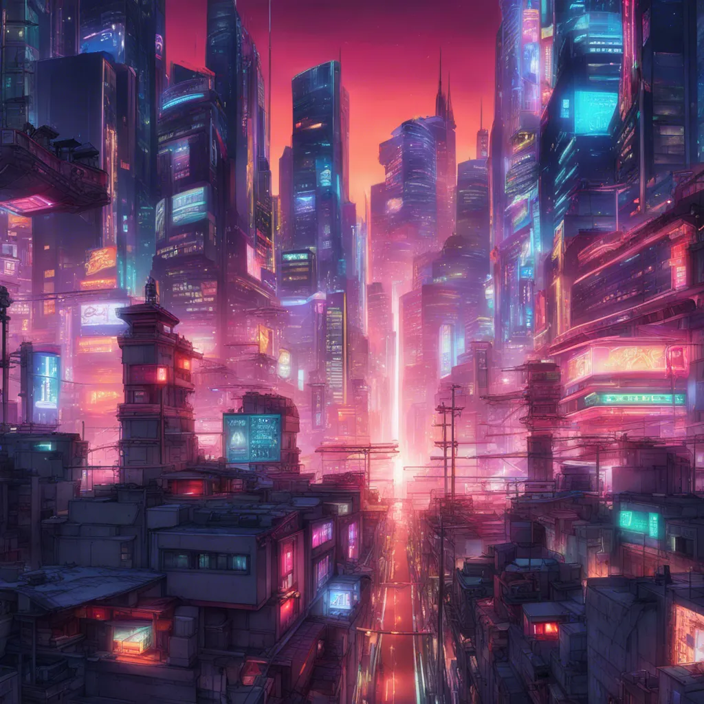 Download A Futuristic Cityscape With Neon Lights