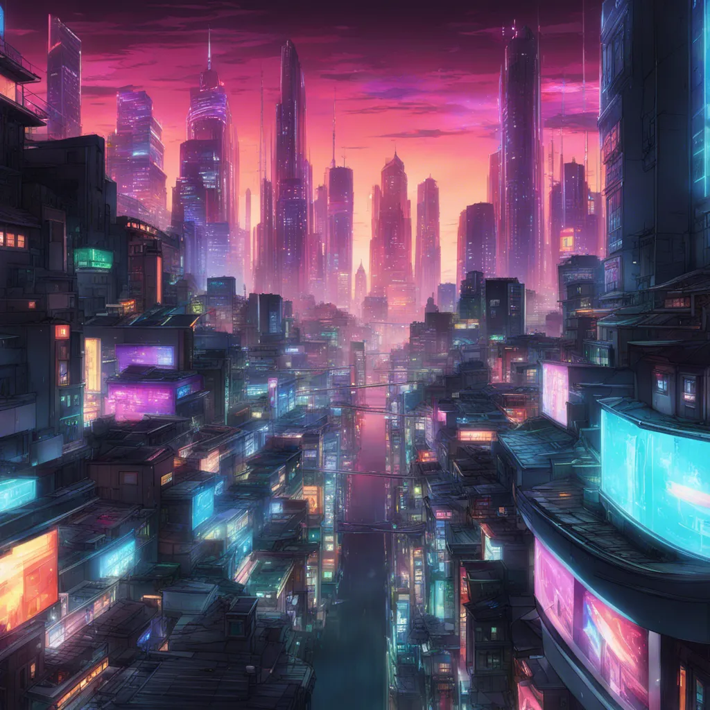 Download A Futuristic Cityscape With Neon Lights