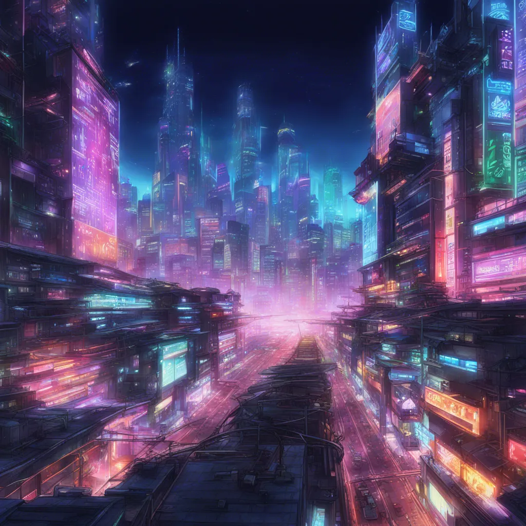 Download A Futuristic Cityscape With Neon Lights