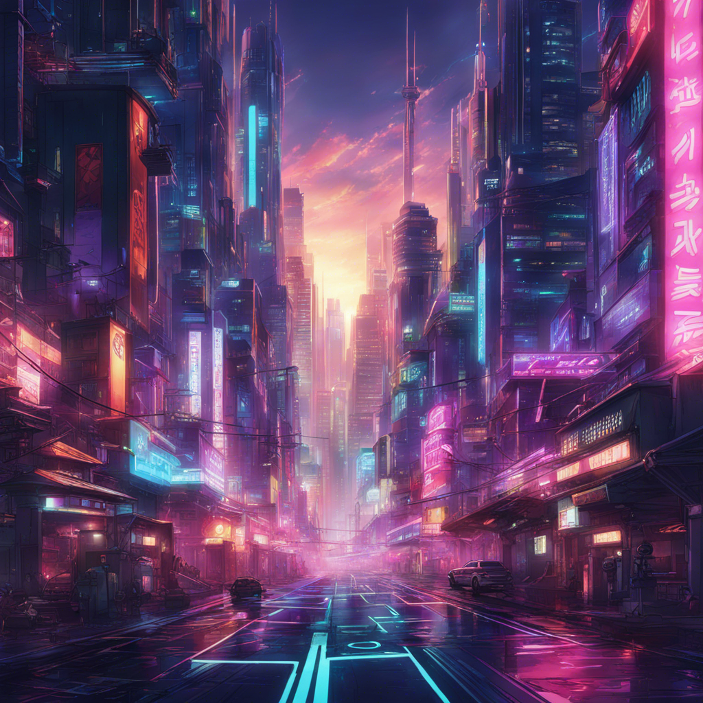 Download A Futuristic Cityscape With Neon Lights