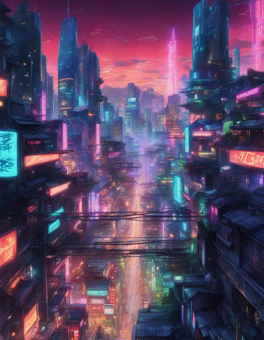 Download A Futuristic Cityscape With Neon Lights