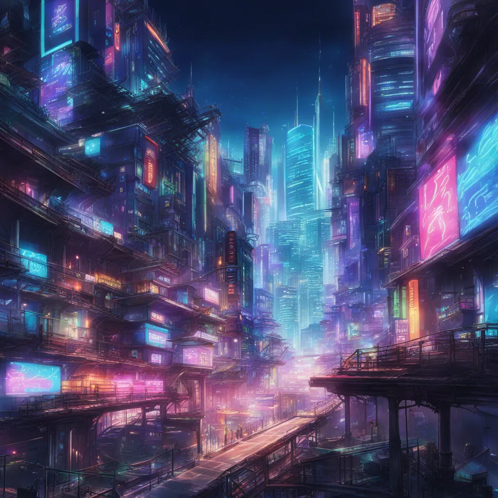 Download A Futuristic Cityscape With Neon Lights