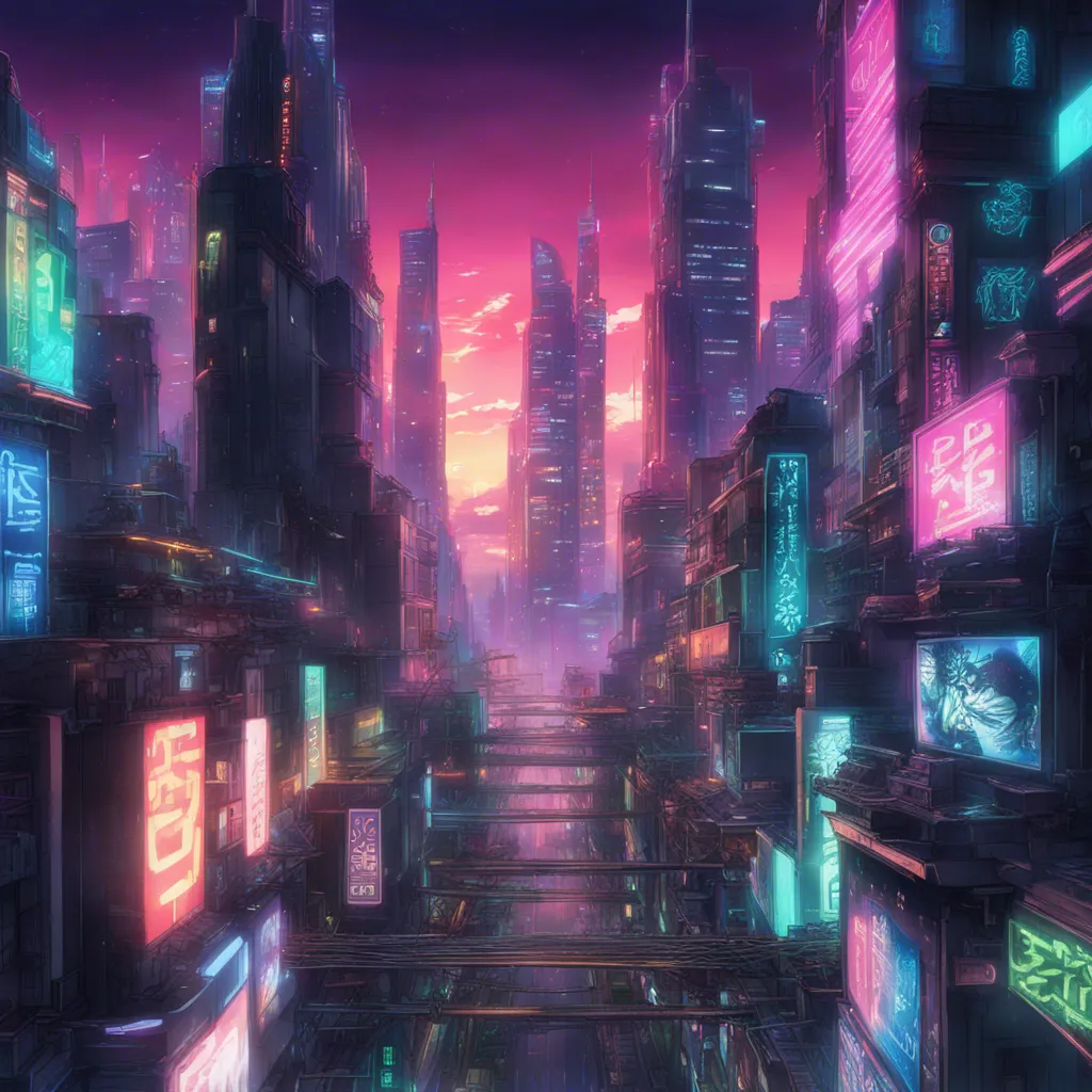 Download A Futuristic Cityscape With Neon Lights