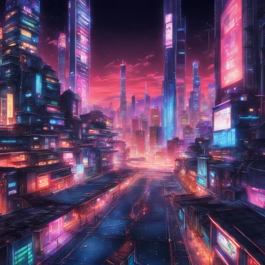 Download A Futuristic Cityscape With Neon Lights