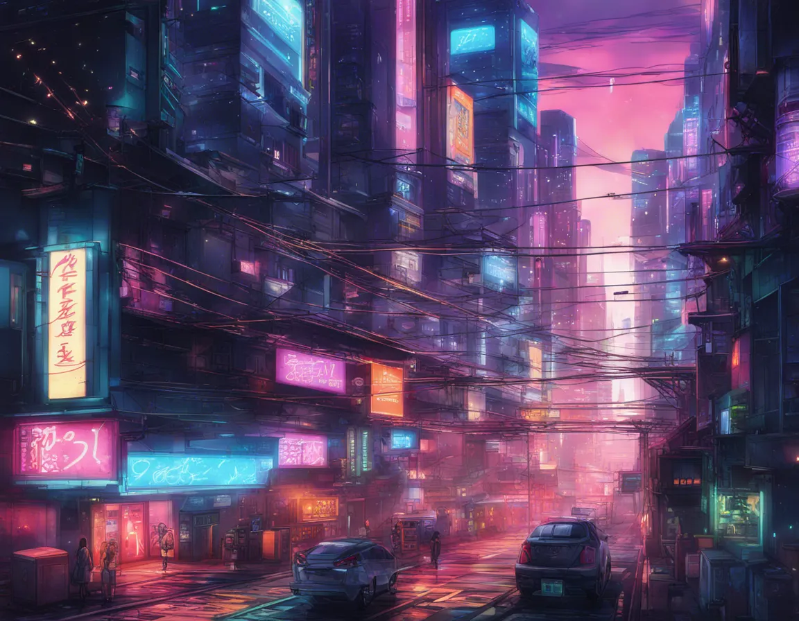 Download A Futuristic Cityscape With Neon Lights