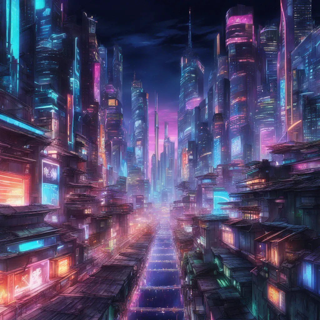 Download A Futuristic Cityscape With Neon Lights