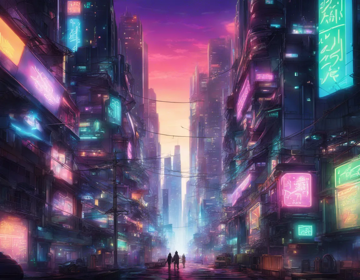 Download A Futuristic Cityscape With Neon Lights