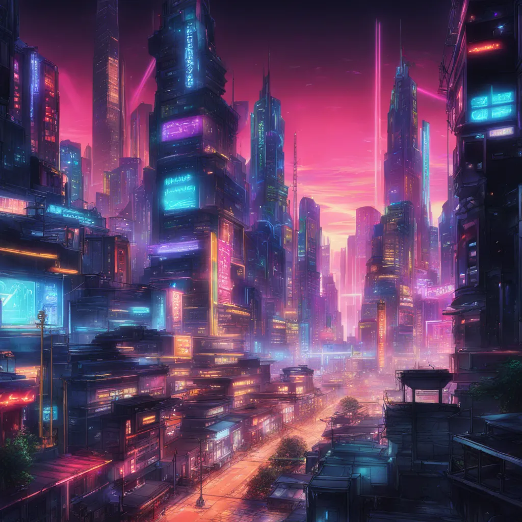 Download A Futuristic Cityscape With Neon Lights