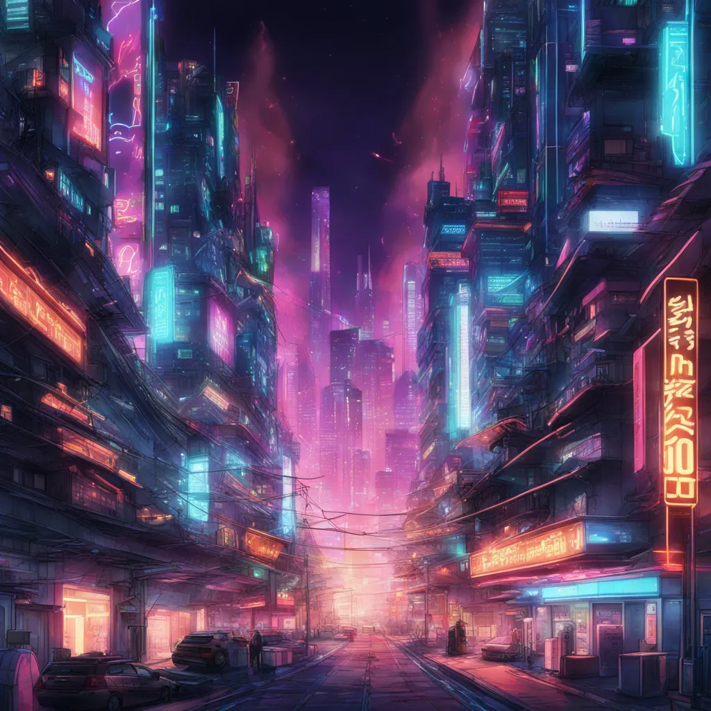 Download A Futuristic Cityscape With Neon Lights