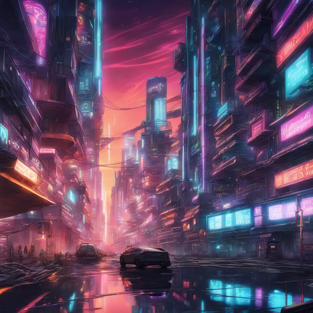 Download A Futuristic Cityscape With Neon Lights