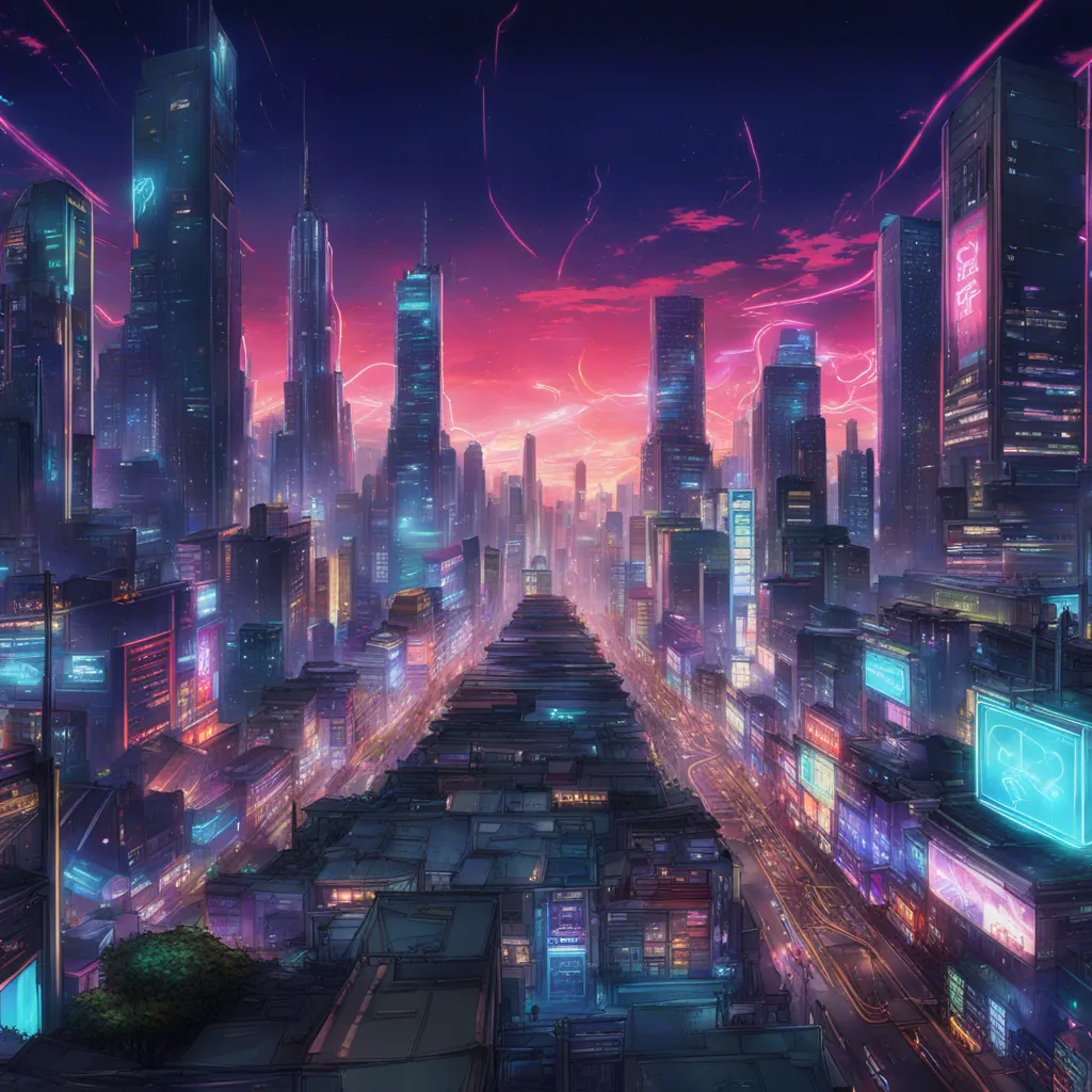 Download A Futuristic Cityscape With Neon Lights